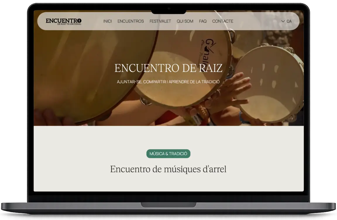 Encuentro de Raíz — vista previa de la plataforma en distintos dispositivos