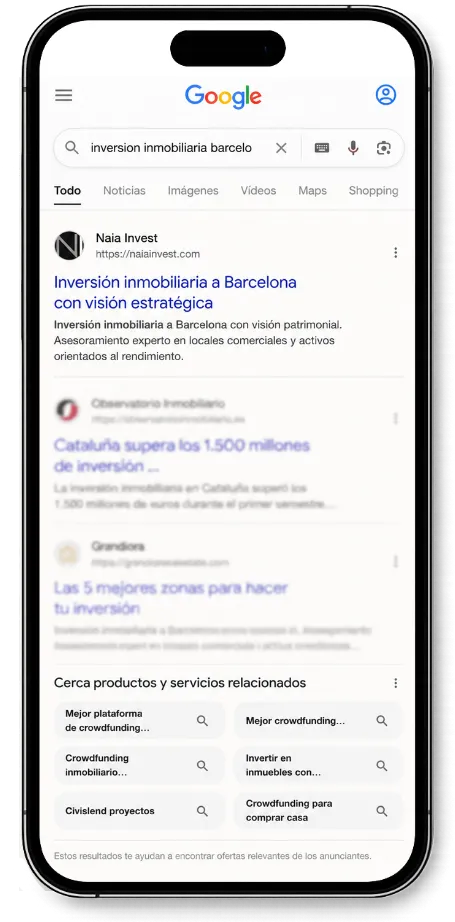 Ficha de un local comercial en la plataforma de Naia Invest