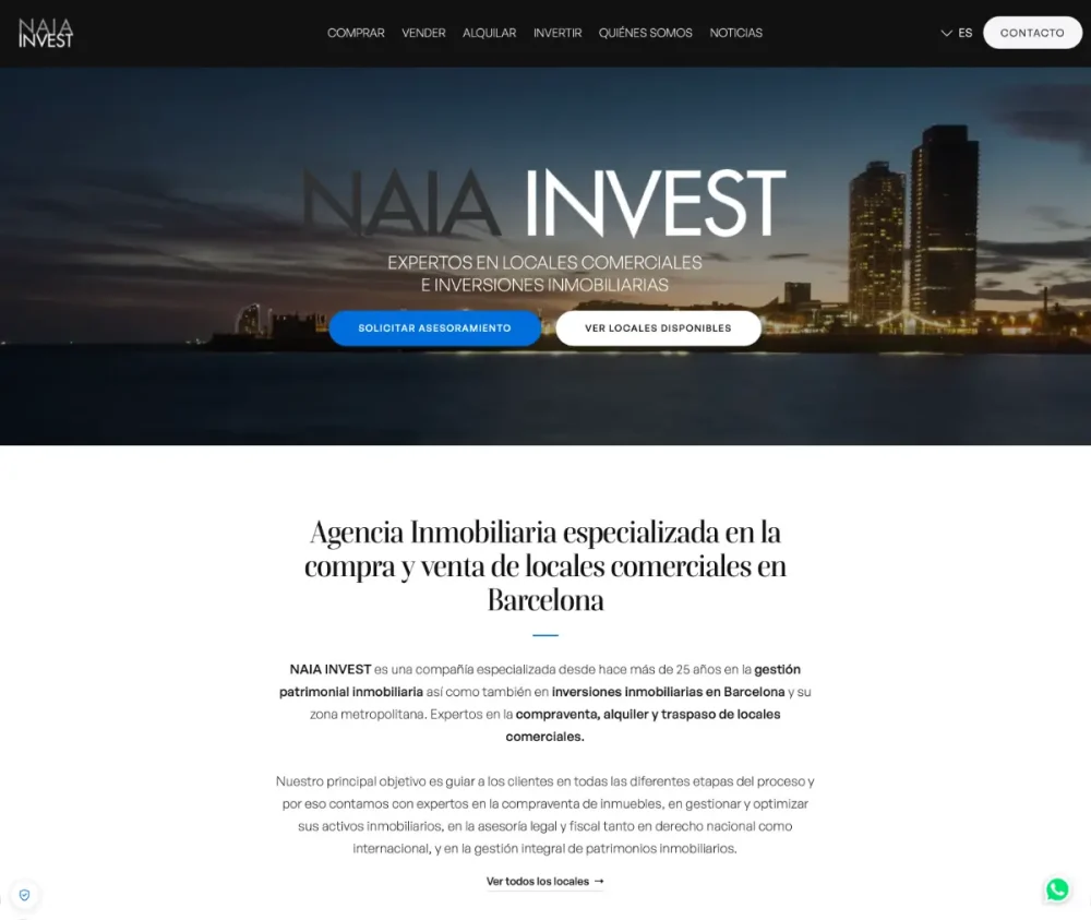 Naia Invest en posición 2 de Google para "inversión inmobiliaria Barcelona" · Sin sesión iniciada